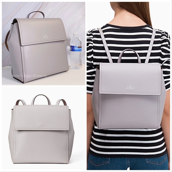 New Kate Spade Smooth Leather Backpack Soft Taupe - Picture 2 of 4